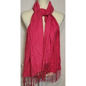 Charming Charlie Womens Scarf 100% Viscose Fringe Pink/Red 67" x 21" Soft 1175